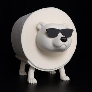 Porte-papier hygiénique ours polaire avec lunettes de soleil - Support de papier hygiénique drôle imprimé en 3D pour une décoration de salle de bain, un rangement et une idée cadeau originale