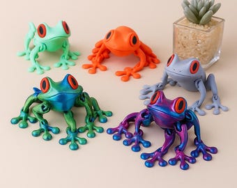 3D Printed Magnetic Frog Fridge Magnet,Frog Figure Desk Decor,Articulated Frog Fridge,Unique Kinetic Stress Relief Gift,Birthday Gift
