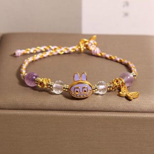 Cartoon Labubu Charm Hand-woven Bracelet/Dopamine Student Bracelet/Labubu Charm/Dachshund Gift/Labubu Jewelry/Pet Jewelry/Gift For Her