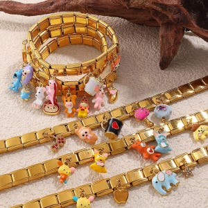 Gold Cartoon Labubu Charm Bracelet/Dopamine Student Bracelet/Labubu Charm/Cute Jewelry Gift/Labubu Charm Jewelry/Pet Jewelry/Gift For Her
