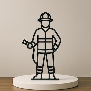 Custom 3D Printed Firefighter Figurine – Personalized Fireman Gift – Minimalist Decor for Retirement, Graduation or Hero Appreciation