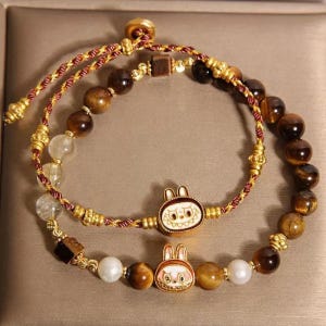 Cartoon Labubu Charm Hand-woven Bracelet/Dopamine Student Bracelet/Labubu Charm/Cute Labubu Gift/Labubu Jewelry/Pet Jewelry/Gift For Her
