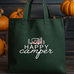 Happy Camper Organic Cotton Tote Bag: Travel & Camping Gear