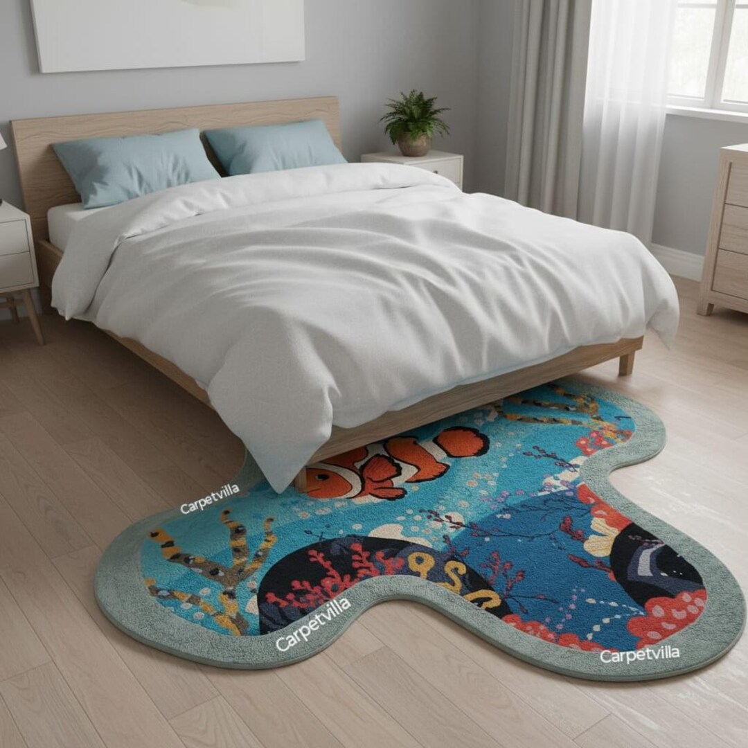 Modern Hand Tufted Nemo Fish Rug – Custom Ocean Theme Carpet, Kids Room ...
