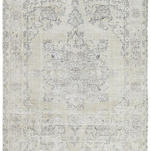 Large Area Rug 6&#39;7&quot; x 9&#39;6&quot; Beige | Wedding gift of large vintage rug | Handmade gift of Turkish rug for room decor and interior design