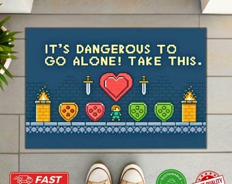 Pixel Adventure Doormat – Retro Fantasy Gamer Welcome Mat, Classic Quest Rug, Geeky Home Decor, Retro Gamer Welcome Mat, Housewarming Gift