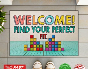 Pixel Puzzle Doormat – Retro Pixel Gamer Welcome Mat, Geeky Home Decor, Classic Arcade Gaming Rug, Retro Gamer Welcome Mat,Housewarming Gift