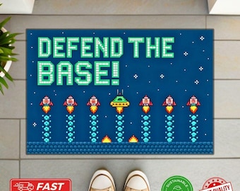 Pixel Space Explorer Doormat – Retro Sci-Fi Pixel Doormat, Space Adventure Gamer Rug,Geeky Home Decor,Retro Gamer Welcome ,Housewarming Gift