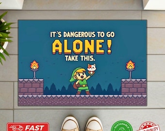 Pixel Adventure Doormat – Retro Fantasy Gamer Welcome Mat, Classic Quest Rug, Geeky Home Decor, Retro Gamer Welcome Mat, Housewarming Gift
