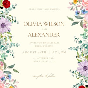 Boho Wedding Invitation Template | Editable PDF | Simple & Elegant Digital Invite | Instant Download | DIY Wedding Invitation