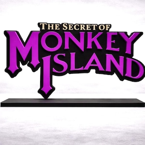 O expositor/placa de exibição de O Segredo da Ilha dos Macacos... vem diretamente do bar SCUMM.