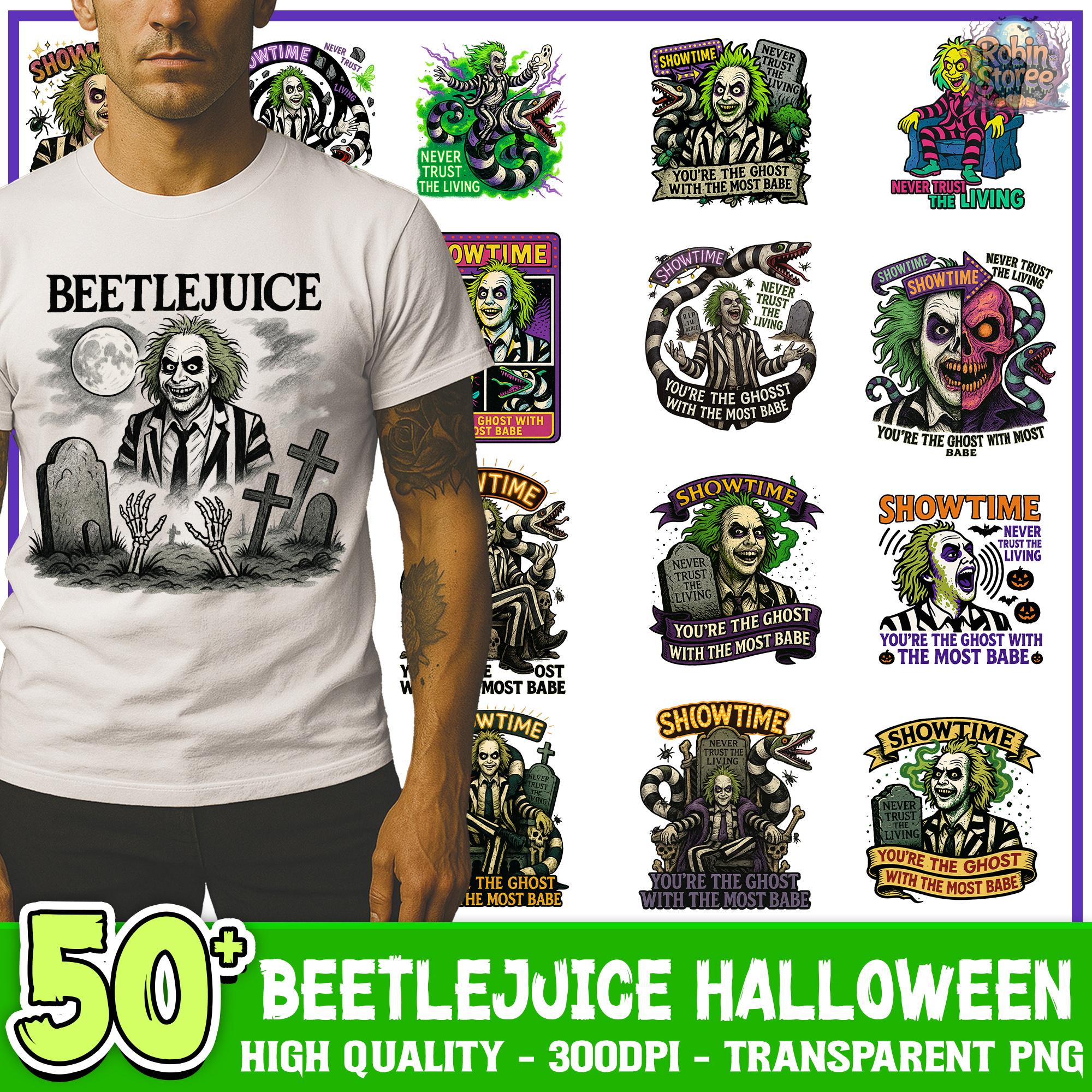 50+ Never Trust The Living Png Bundle, Beetlejuice  Png, Horror Character Png Bundle, Show Time Png, Spooky Season Png, Killer Movie Png