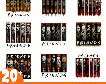 Horror Friends Png Bundle, 20 PNG Horror Characters, Horror Movie Png, halloween character Png, Halloween Friends Png Bundle, Scary Png