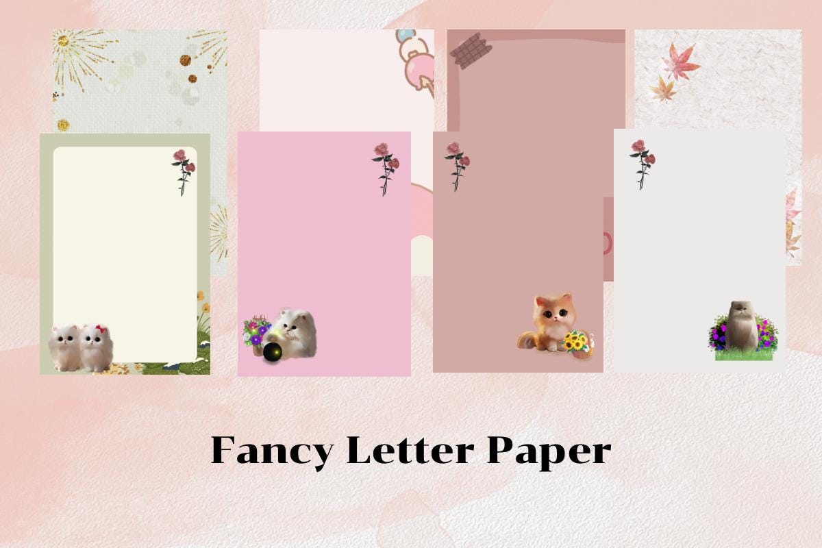 Printable Stationery, Fancy Letter Paper, Instant Download, Digital