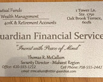 Engraved Metal Business Cards - Corporate, Small Business, Cool Hobby