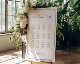 Elegant Old Money Wedding Seating Chart Template: Green Vintage Reception Decor RD08(Digital Download)