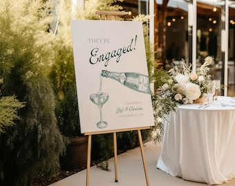 Elegant Engagement Party Sign Template: Customizable Canva Design (Digital Download) EP06
