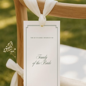 Old Money Wedding Reserved Chair Tag, Editable Template Instant Download RD08