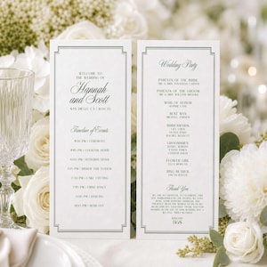 Wedding Ceremony Program Template, Old Money Editable Canva Wedding Signs, Digital Download RD08
