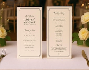 Plantilla de programa de ceremonia de boda de la vieja aristocracia, descarga digital RD08
