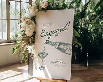 Editable Engagement Party Welcome Sign: Elegant Celebration Decor (Canva Template Digital Download) EP06