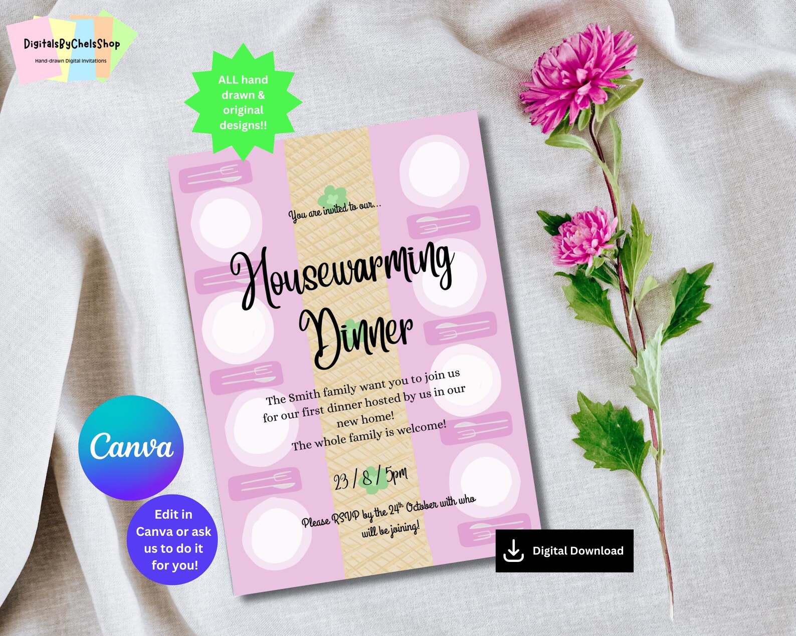 Housewarming Digital Invitation, House, Warming, Dinner, Lunch ...