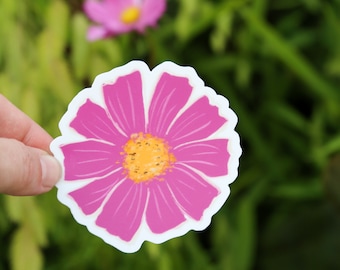 Pink Cosmo Flower Vinyl Sticker