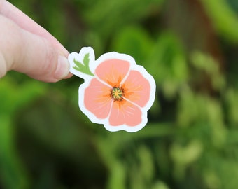 Peach Poppy Vinyl Sticker