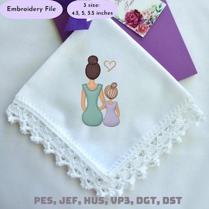 Mother and Daughter Embroidery File Mom Holding Child Machine Embroidery Design Mothers Day Gift Digital Stitch Pattern for Hoop