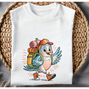 Back to School Bird Embroidery File Cute Student Bird with Backpack Stitch Design for Kids First Day Projects