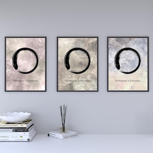 Zen Ensō Poster Set - Japanese Circle of Enlightenment Wall Art - Wabi Sabi - Minimalist Zen Art Prints - Ensō Wall Decor - Mindfulness Art
