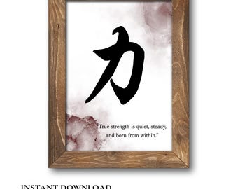 Kanji Poster – 力 (Chikara) | Strength & Resilience | Japanese Calligraphy Printable Art