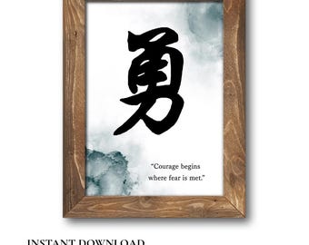 Kanji Poster – 勇 (Isamu) – Courage Printable Wall Art | Japanese Calligraphy | Zen Warrior Decor