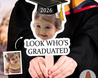 Personalized Photo Graduation Fan, Look Who's Graduated Fan, Custom Graduation Party Photo Prop, Class of 2026 Graduation Gift