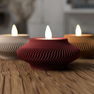 Tealight holder modern and minimalist home decoration, various colors, from 3D printing