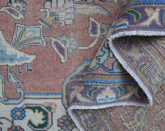 Oversized Persian Design Area Rug 10'1" x 12'4" Pink Minimalist Area Rug