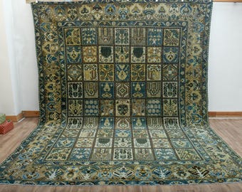 One of a Kind, Vintage Handwoven Wool Oushak Rug: Luxury Rich Style, 9.3x11.7 ft