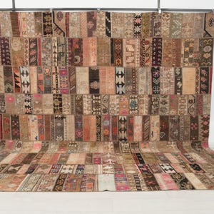 Tapis patchwork turc vintage 10x10 : Grand tapis fait main