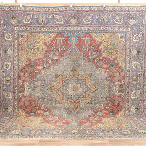 Handmade Wool Persian Rug: 9&#39;8x10 ft Vintage Floral Anatolian Rug