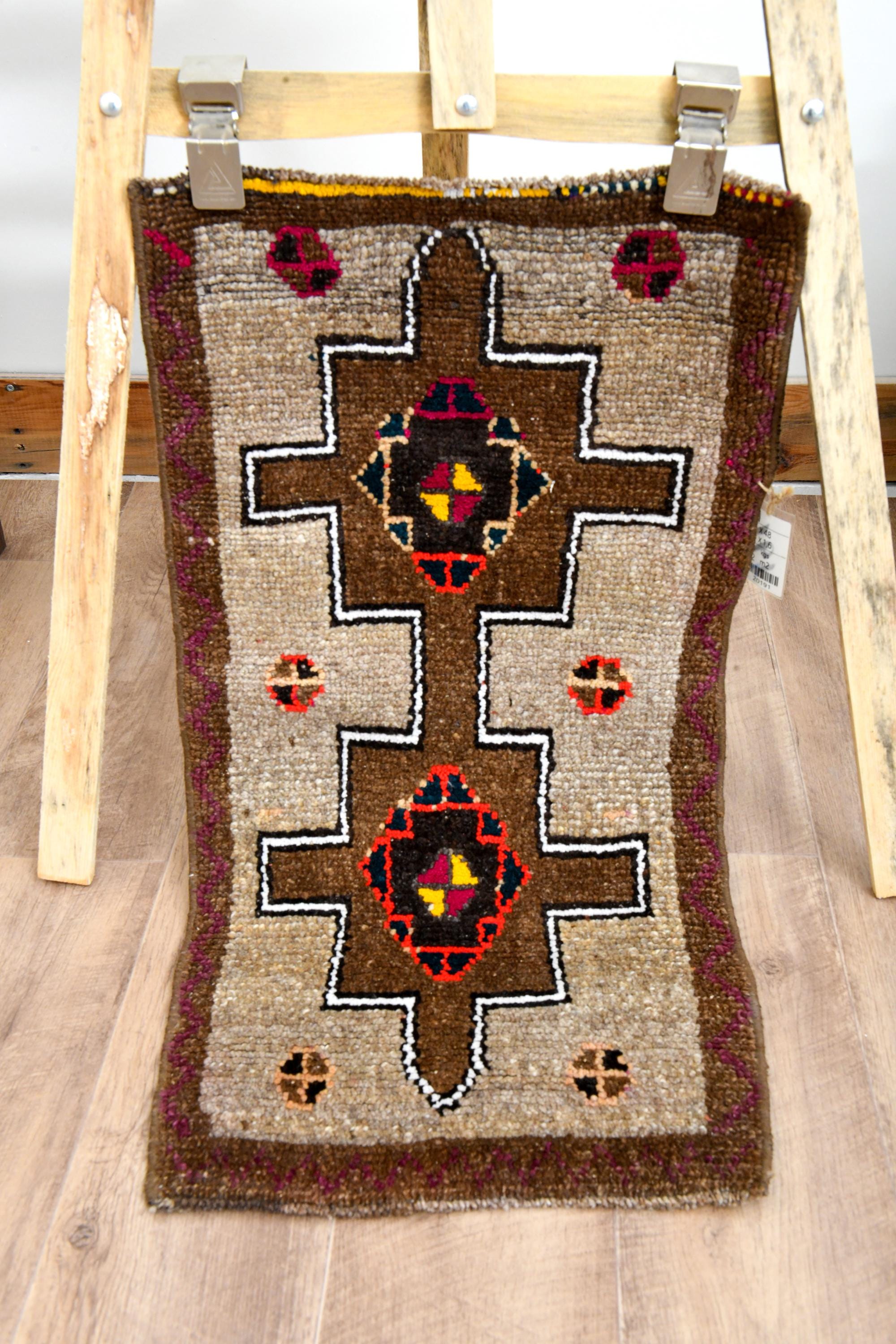 Vintage Turkish Oushak Rug: Southwestern Style Wool Door Mat (1