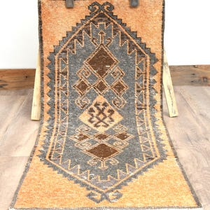 Vintage Turkish Wool Rug: Small Distressed Bohemian Entryway Rug (1&#39;8x3&#39;7 ft)