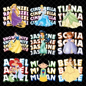 Bundle Princess PNG Frozen PNG Princess Belle PNG Moana Tiana Little Mermaid Ariel Png Princess Merida Png Jasmine Rapunzel Snow White Mulan