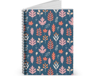 Botanical Leaves #001 Spiral Notebook – estetyczny dziennik do pisania, szkicowania i planowania, liniowany lub pusty notatnik, wyjątkowy prezent na artykuły piśmiennicze