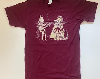 Mardi Gras Fox & Alligator Burgundy Cotton T-Shirt
