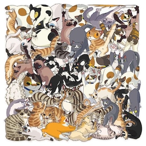 Cartoon Katzen Art Print - Katzenliebhaber Geschenk, Kätzchen Wand Dekor