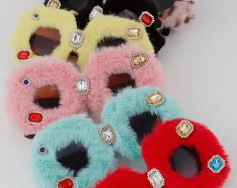 FurDelicious Rhinestone Fur Sunglasses
