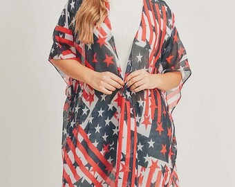 Flag Print Kimono