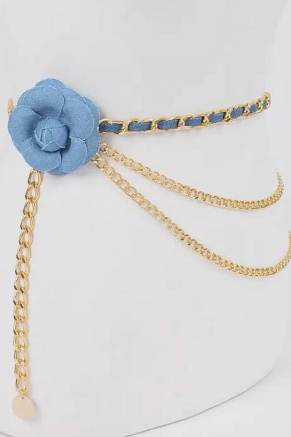 Floral Fusion Denim Chain Belt - Etsy