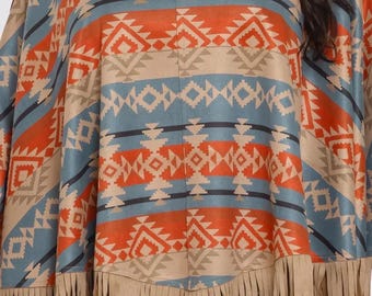 My Tribe Suede Fringe Poncho Top