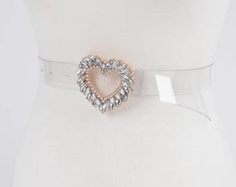 Rhinestone Heart Buckle Belt